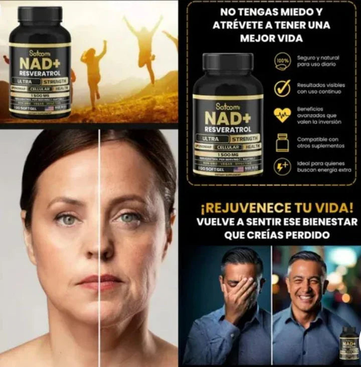 🧠 NAD + Resveratrol – Enfoque mental, energía y juventud en cada cápsula 💊
