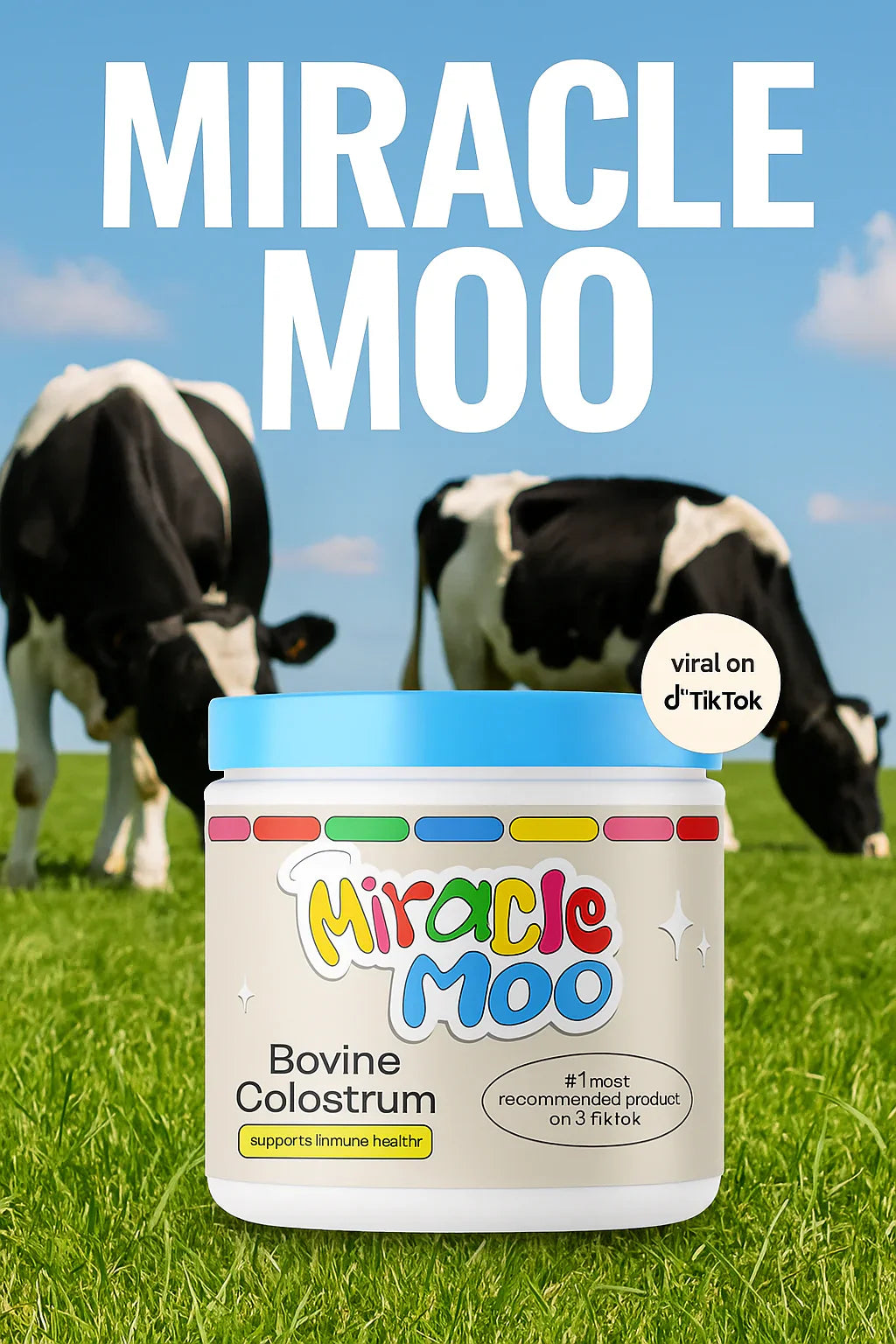 💫🥛 MIRACLE MOO™ – Suplemento natural de calostro bovino 🐮 para reducir la hinchazón 🌿, mejorar la digestión 🍃 y realzar tu belleza desde adentro ✨💖
