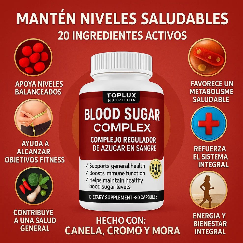 💊 Blood Sugar Complex™ – 🍃 Controla tu Glucosa de Forma Natural 🩸 | 60 cápsulas